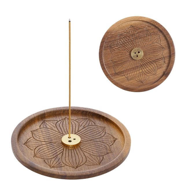 Holzlotus Räucherstäbchenhalter Lotus Räuchergefäß aus Holz mit Asche-Auffangschale Handgefertigter Brenner ideal für Heimdekoration, Meditation und Yoga