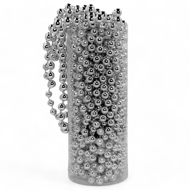 MIJOMA Perlengirlande – Elegante Perlenband, Perlenkette & Dekorative Perlenschnur | Stilvolle Tischdekoration, Weihnachten, Advent, Hochzeit | 8mm Deko-Perlen, 10 Meter (Mondsilber)