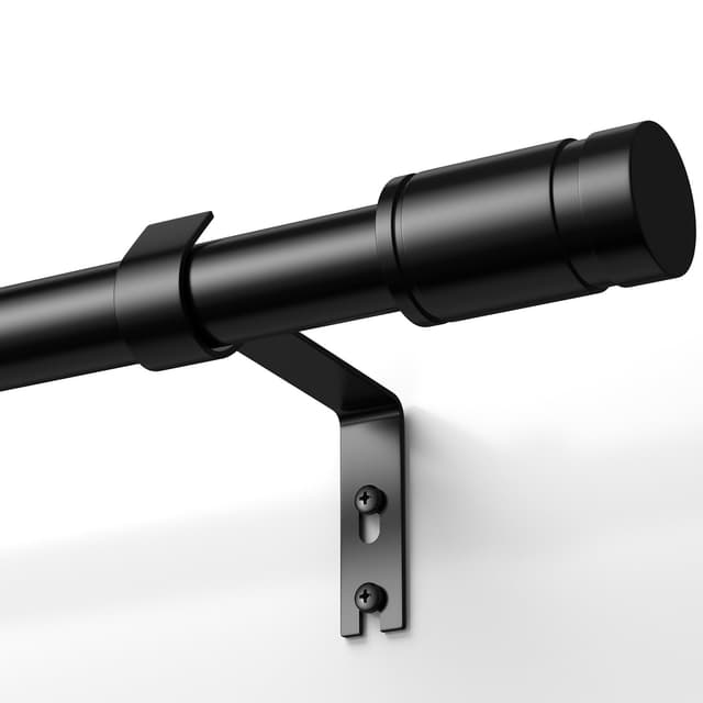 TRAROD Gardinenstange Schwarz Matt 76-305 cm 2 Stück | 16 mm Durchmesser Vorhangstange Verstellbare | Vorhangstange mit Halterungen und Enden für Schlafzimmer, Wohnzimmer, Küche Dekoration 76-305cm Schwarz | 2 Stück