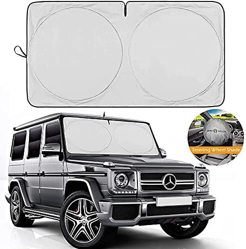 Big Ant Auto Sonnenschutz Frontscheibe innen, Faltbarer Windschutzscheiben-Sonnenschutz mit 99% UV-Schutz | Sonnenblende Universal für SUV, LKW, Jeep (160x85 cm) M(160*85cm)