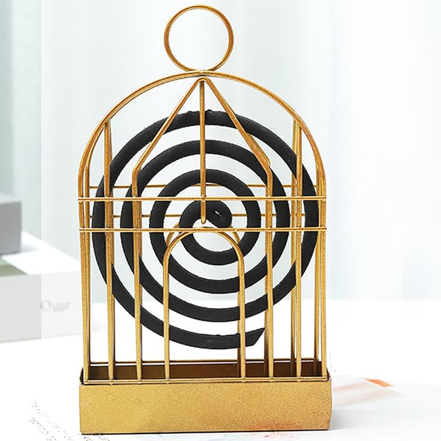 Mückenspirale Halter, Moskito Spulen Halter Coil Halter, Tragbarer Mückenspirale Behälter,Räucherspiralen Halter,Moskito Spulenhalter,Vogelkäfig Mückenspirale mit Griff für Zuhause,Außenbereich (Gold)