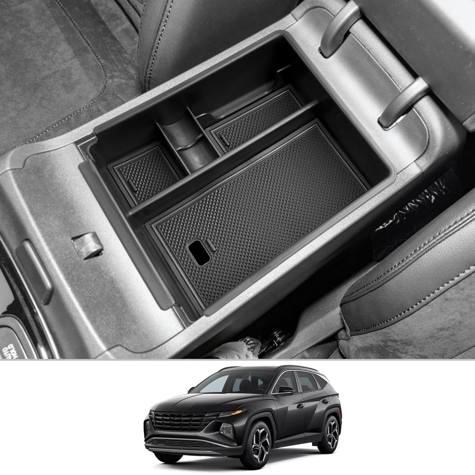 CDEFG Kompatibel mit Hyundai Tucson NX4 2024 2023 2022 2021 Mittelkonsole Organizer Aufbewahrungsbox Zentrale Steuerung Auto Center Console Tray Tucson NX4 2024 Zubehör NX4 Mittelkonsolen Version B