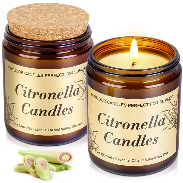 Citronella Kerze Outdoor Groß 240 Stunden Brenndauer aus Natürliche Sojawachs Citronella Kerze für Garten Camping Picknicks Terrasse