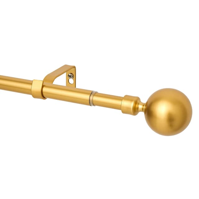 WL.Rocaille Gold Gardinenstange mit Kugel Verstellbare Gardinenschiene 30 bis 122 Zoll Ausziehbar Metall versenkbar 76cm bis 310cm，für Wohnküche,Zimmer, Schlafzimmer undBadezimmer Gold 76-310CM