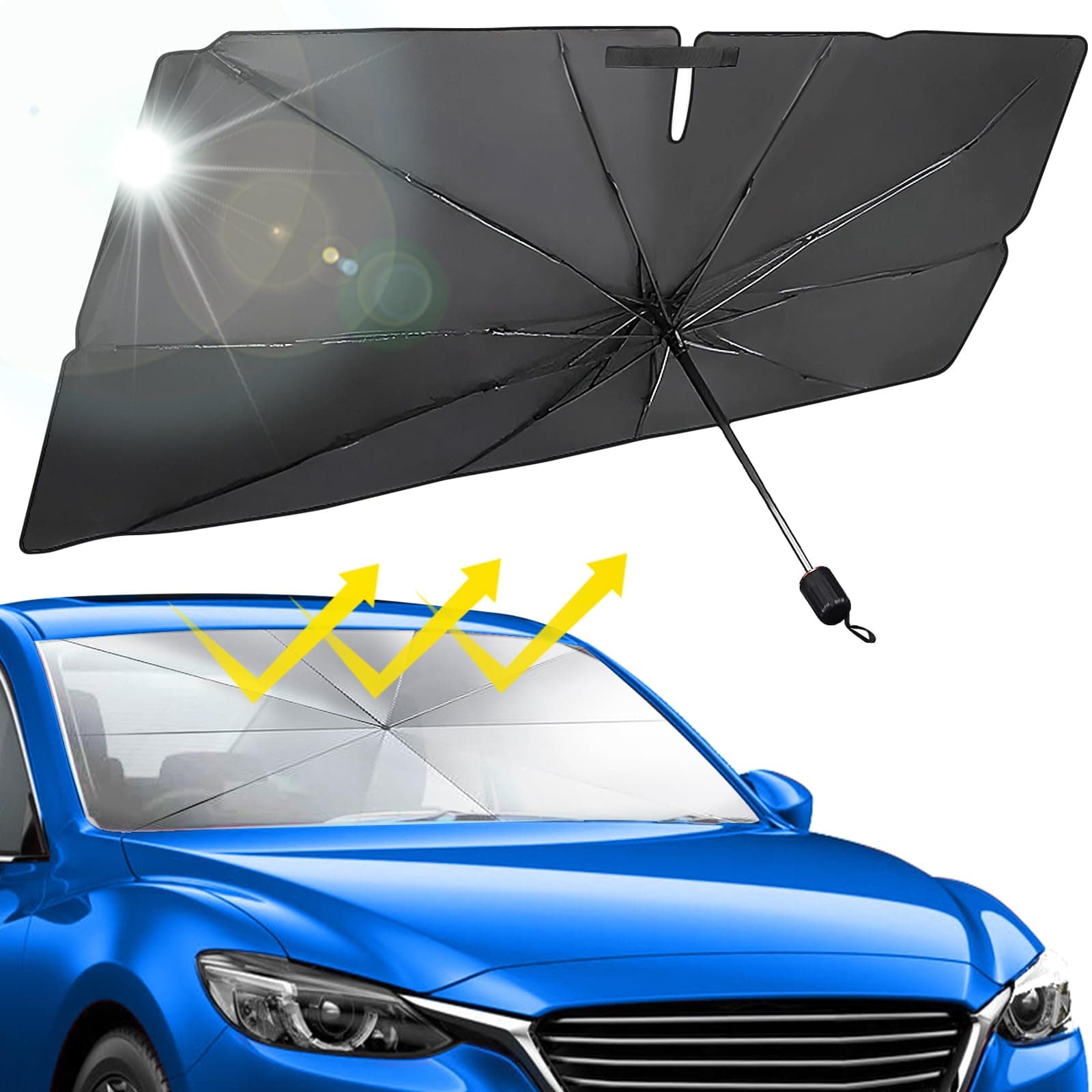 Beurseaf Sonnenschutz Auto Frontscheibe Innen,Sonnenschutz Auto,mit Zertifiziertem UV Schutz,2025 Neueste Sonnenblende Vorne Faltbar,Blockiert UV-Strahlen