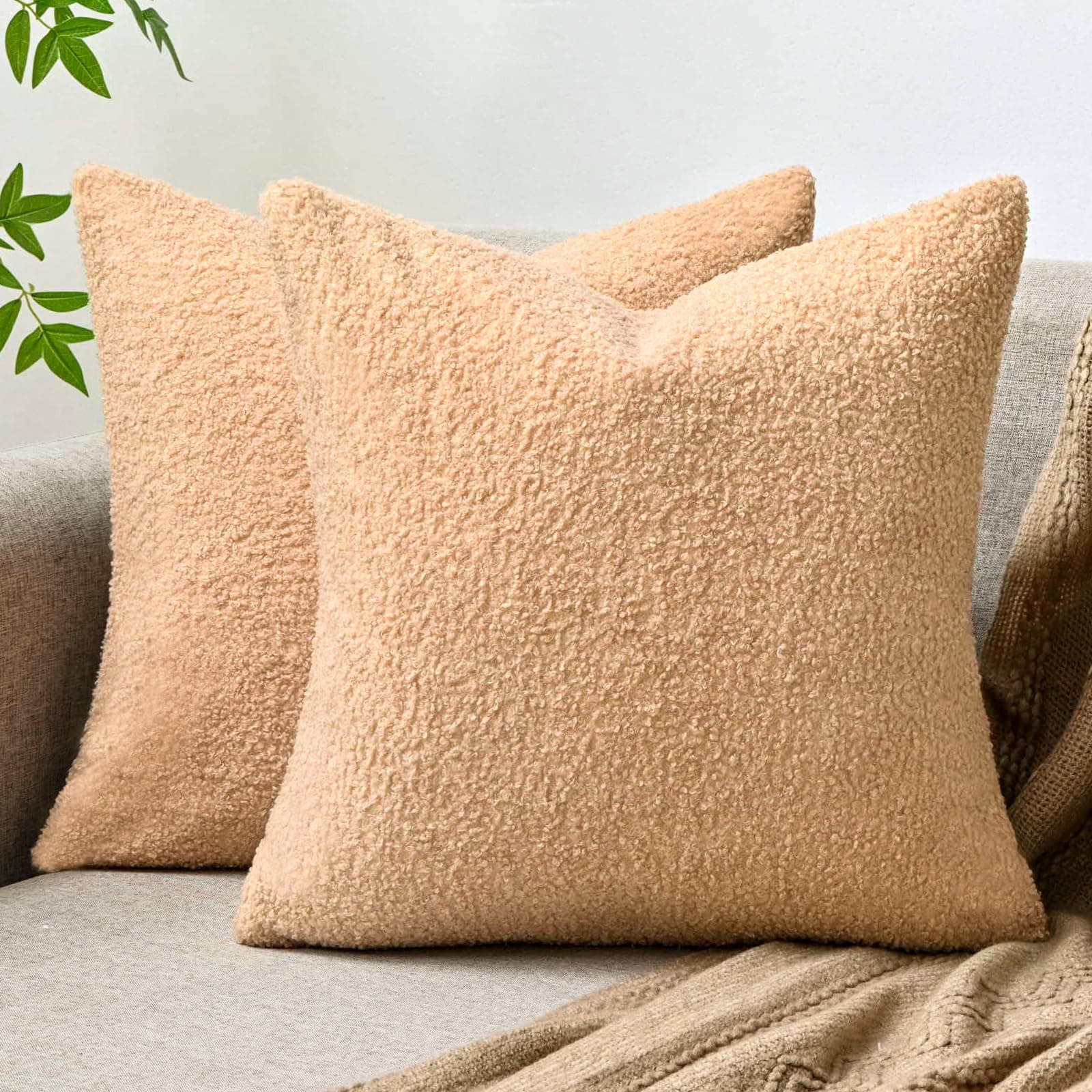 Cheekywares Kissenbezug 40x40cm Orange Gelockter Flauschig Plüsch Sofakissen Dekorative Dekokissen 2er Set Kissenbezüge Kunstpelz Kissenhülle Sofakissenbezug Luxus für Sofa Wohnzimmer Orange 40 x 40 cm, 2 Stück