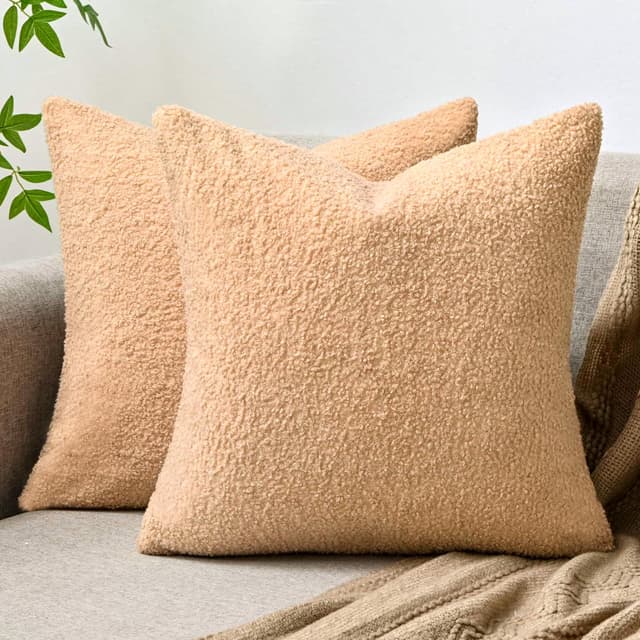 Cheekywares Kissenbezug 40x40cm Orange Gelockter Flauschig Plüsch Sofakissen Dekorative Dekokissen 2er Set Kissenbezüge Kunstpelz Kissenhülle Sofakissenbezug Luxus für Sofa Wohnzimmer Orange 40 x 40 cm, 2 Stück