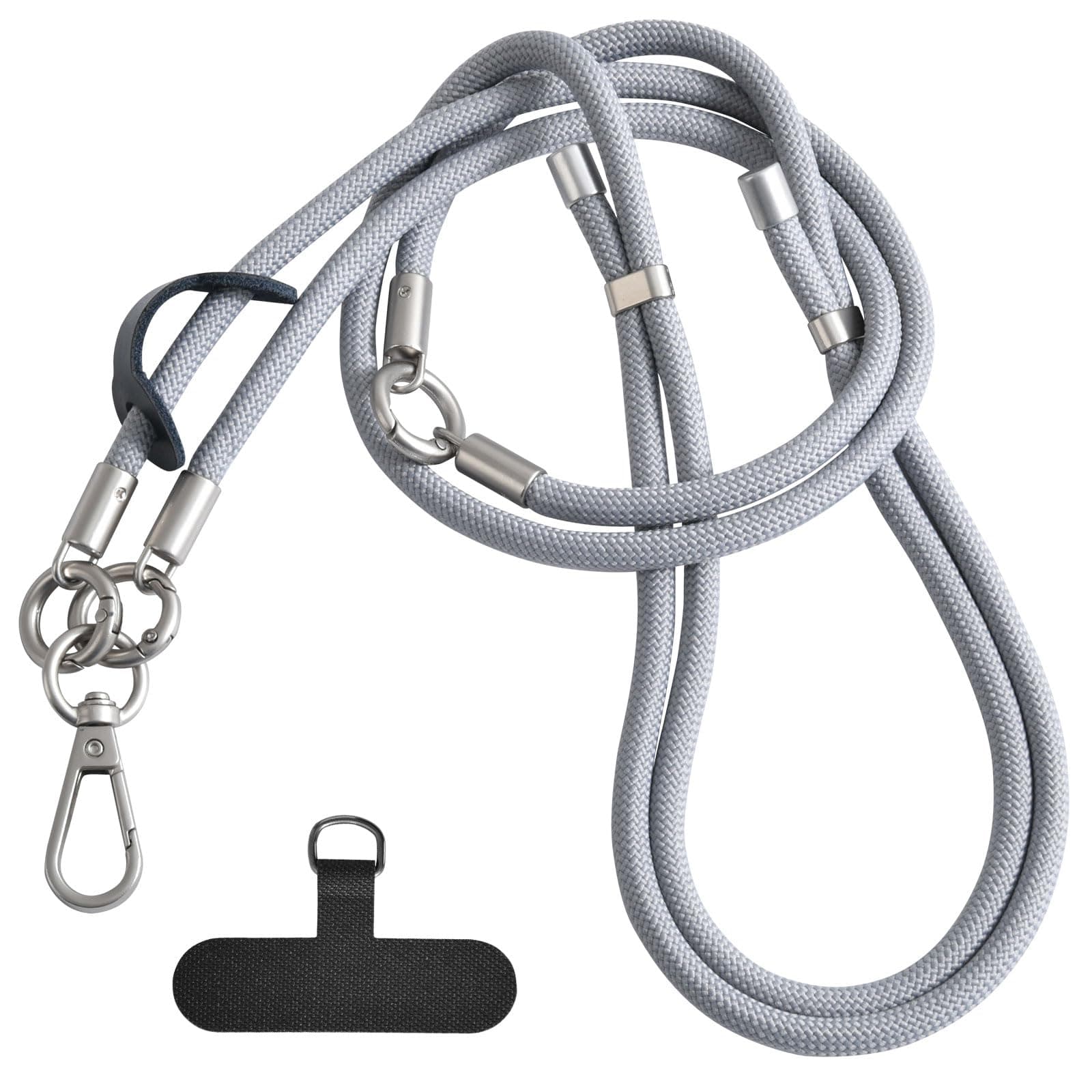 DOMIPHIE Handykette Universal zum Umhängen - Lanyard Handy Kordel Kette für Outdoor, Reise, Unterweg Handyband mit Metallschnalle Haltbar Grau