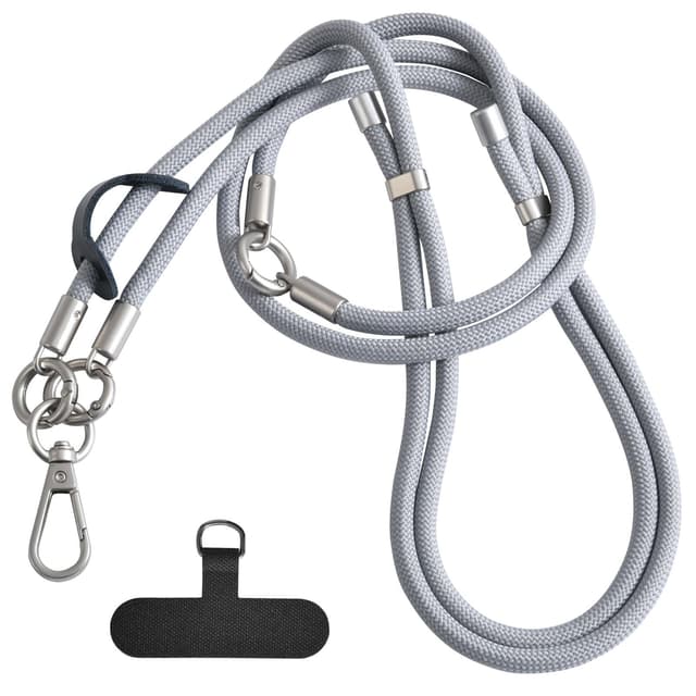 DOMIPHIE Handykette Universal zum Umhängen - Lanyard Handy Kordel Kette für Outdoor, Reise, Unterweg Handyband mit Metallschnalle Haltbar Grau