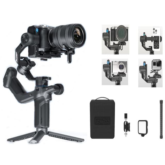 FeiyuTech SCORP Mini 3 Pro Kit 3-Achsen-Kamerastabilisator, integrierte AI-Tracke, All-in-One-Hand-Gimbal für spiegellose, Taschenkamera, Action-Kamera, Telefon, 2 kg Nutzlast