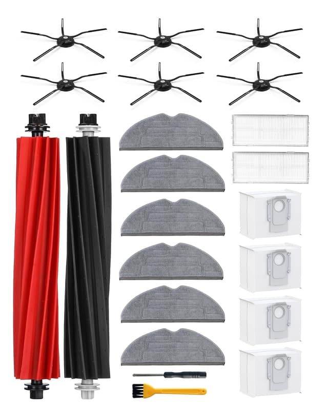 NexHarb 21pcs Ersatzteile für Roborock S8 Pro Ultra Zubehör mit 6 Wischtücher, 6 Seitenbürsten, 4 Staubbeutel, 2 Filter, Duoroller Hauptbürste S8 Pro Ultra Zubehörset Graphitschwarz