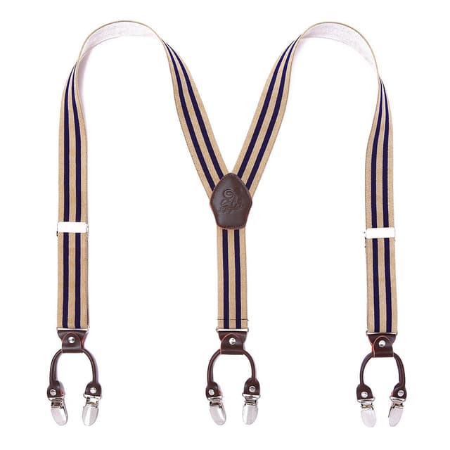 KANGDAI Rindsleder Hosenträger für Herren Breit Y Style 3.5 CM Mit Sehr 6 Starke Metall Clip Durable Elastic Verstellbare Hosenträger Geschenkbox für Herren und Damen