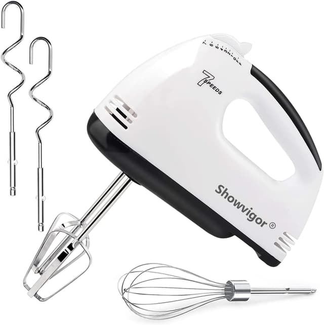 Handmixer - 7 Geschwindigkeit Tragbarer Handrührgerät mit 5 Edelstahl Zubehör, Mixer Handrührer für das Mischen von Kekse Kuchen, Kochen, Backen size1