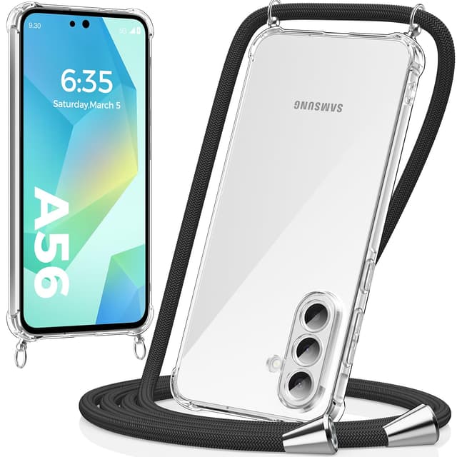 caslord Handyband für Samsung Galaxy A56 5G Hülle mit Band, Handyhülle für zum Umhängen, Necklace Hülle [Stoßfest] [Kameraschutz] [Längenverstellbar] -Schwarz Samsung Galaxy A56 Schwarz