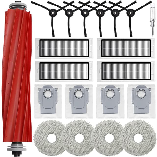 Soniicmomo Zubehör für Roborcok Q Revo (Nicht kompatibel mit Roborcok Qrevo S) Staubsauger, Zubehör-Set mit Hauptbürste, Staubbeutel, Wischtüche, HEPA-Filter, Seitenbürsten Ersatzteil Kit (Schwarz) Q Revo Schwarz