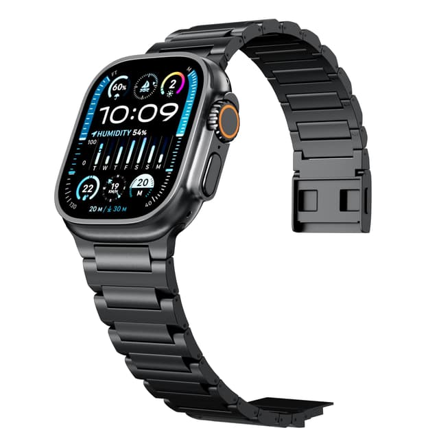 LULULOOK Titan 4 Armband für Apple Watch Ultra 2/Ultra, Magnetisch Titan Schwarz Armband mit Super DLC Beschichtung, 64G Ultraleicht Ersatzarmbänder mit 9mm Kleinere Glieder für iWatch Ultra 49mm