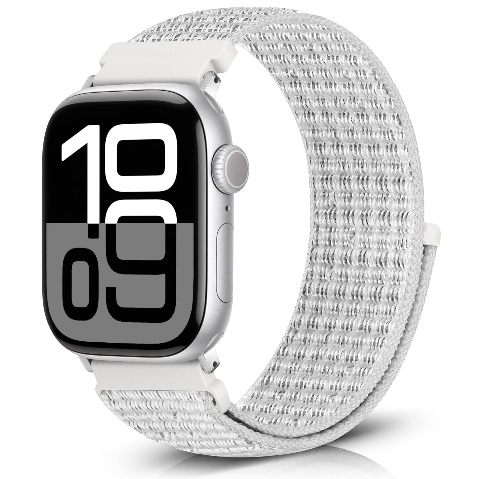 Bcuckood Nylon Sport Armband Kompatibel mit Apple Watch 42mm 41mm 40mm 38mm für Damen Herren, Sport Solo Loop Armband für iWatch Serie 10 9 8 7 6 5 4 3 2 1 SE, Gipfelweiß Gipfelweiß 38mm/40mm/41mm/42mm(Series 10)