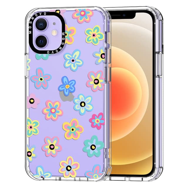 MOSNOVO für iPhone 12 / iPhone 12 Pro Hülle – Durchsichtige, schlanke, stoßfeste TPU+PC-Handyhülle, [6,6 Fuß Fallschutz/Anti-Abziehen] - Groovy-Blume Groovy-Blume iPhone 12 / iPhone 12 Pro