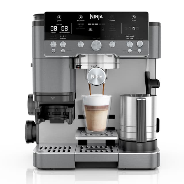 Ninja Luxe Premier 3-in-1 Kaffeemaschine, für Espresso, Cold Brew & Filterkaffee, 4 automatische Schaumeinstellunge, Grau-Metall, ES601EUGM Premier - Grau