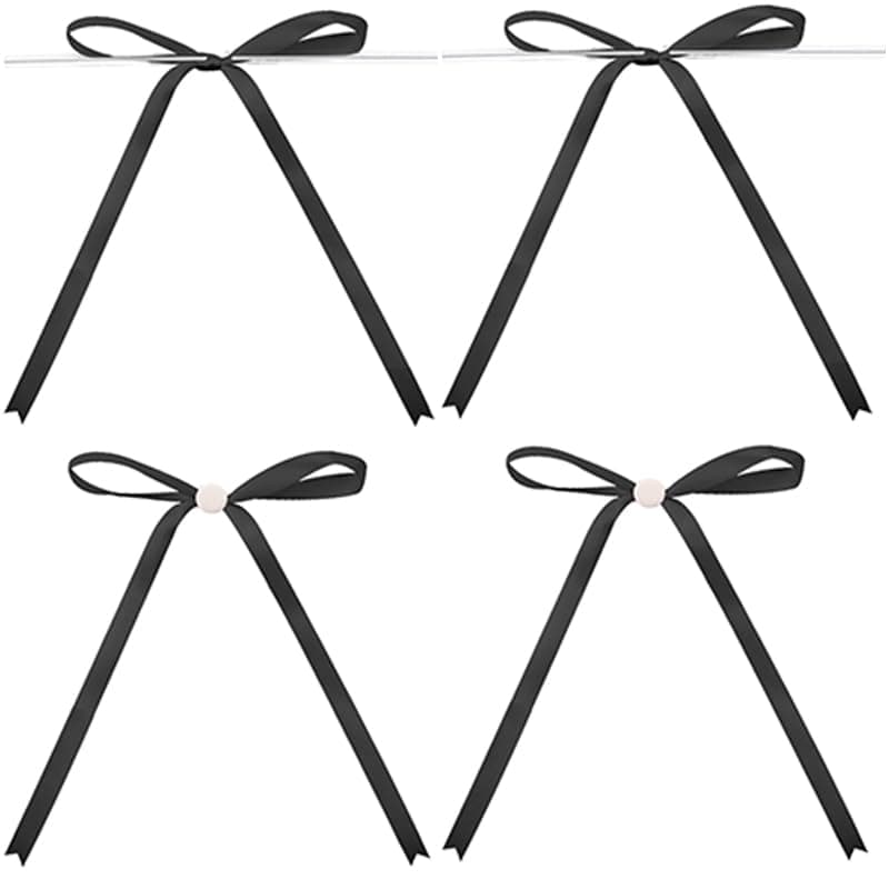 G2PLUS Schwarz Satin-Schleifen Set: 13x18cm Klebepunkte and Drahtbinder Geschenkschleifen für Verpackung, DIY Basteln, Hochzeit, Party – 30 Stück