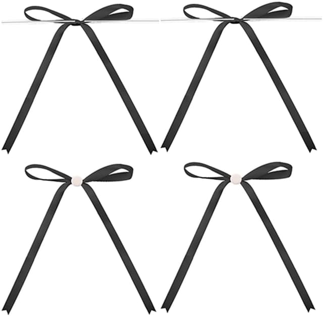 G2PLUS Schwarz Satin-Schleifen Set: 13x18cm Klebepunkte and Drahtbinder Geschenkschleifen für Verpackung, DIY Basteln, Hochzeit, Party – 30 Stück