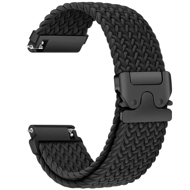 Geflochtenes Armband für Samsung Galaxy Watch 7/6/5/4 40mm 44mm/Watch 4 6 Classic 47mm 43mm 46mm 42mm/5 Pro 45mm/3 41mm/FE/Active 2 Damen/Herren,Uhrenarmband 20mm Nylon Band für Garmin Vivoactive 5/3 01-Schwarz uhrenarmband 20mm
