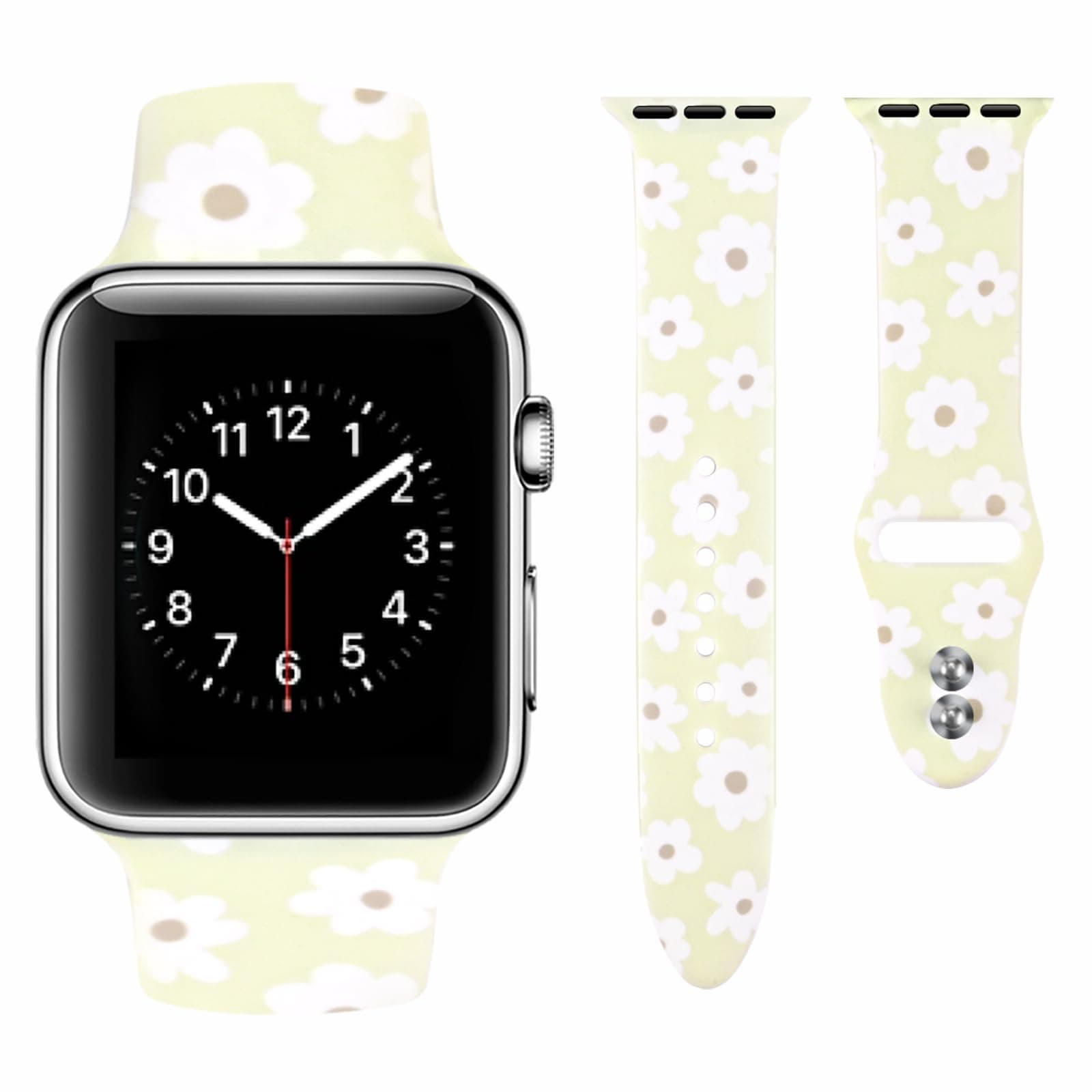 Vozehui Kompatibel mit Apple Watch Armband 38mm 40mm 41mm für Damen Herren, Weiches Silikon Muster Sport Band mit iWatch Serie SE 8 7 6 5 4 3 2 1 38/40/41mm Blumen 1
