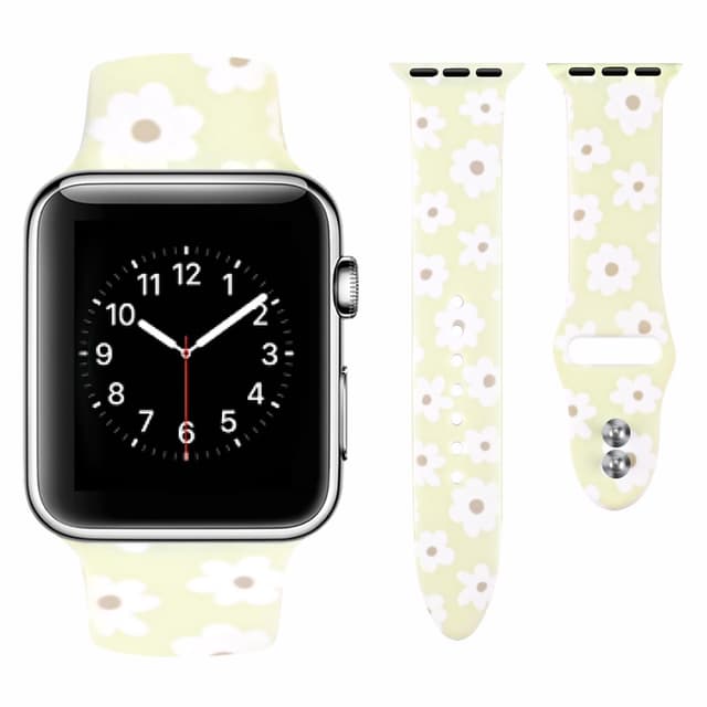 Vozehui Kompatibel mit Apple Watch Armband 38mm 40mm 41mm für Damen Herren, Weiches Silikon Muster Sport Band mit iWatch Serie SE 8 7 6 5 4 3 2 1 38/40/41mm Blumen 1