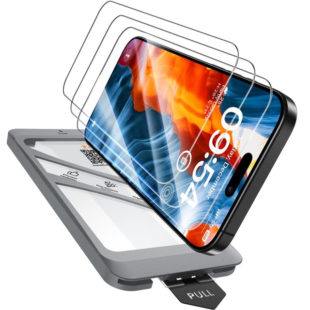 TAURI 3 Stück für iPhone 15 Pro Max Panzerglas 6,7" mit Auto-Installation, Gehärtete Glas Displayschutz, Full Screen Stoßfest Schutzglas, Anti-Fingerabdruck, Anti-Bubbles Schutzfolie iPhone 15 Pro Max Durchsichtig