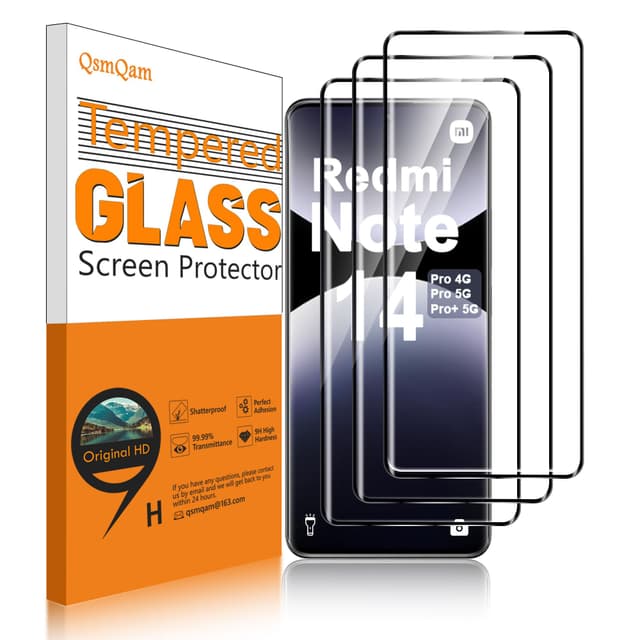 QsmQam 3 Stück Panzer Schutz Glas für Xiaomi Redmi Note 14 Pro 4G/5G /14 Pro+ 5G /14 Pro Plus 5G/Poco X7, 9H Härte Panzerfolie Schutzfolie, HD Displayschutz Folie, Anti-Kratzer, Bläschenfrei Redmi Note 14 Pro 4G/5G /14 Pro+ 5G/Poco X7