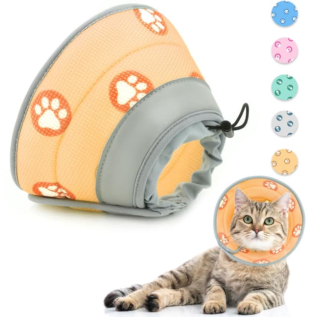 Supet Halskrause Katze,Einstellbarer Halskrause Katze Halsband,Wiederherstellung Halsband Weich Kragen Cone Nach Operation und Verletzungen für Welpen, Kleine Hunde und Katzen (Orange,M-) M- (Hals: 16-24cm) Orange