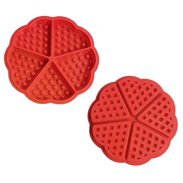 2 Stück Silikon Waffelform, 5 Mulden Antihaft Muffinformen, Herzform Silikon Waffel Backform, Silikonform Waffelplatten Zubehör, Backform Kompatibel Waffelform Waffel Silikonmatte