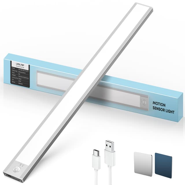 Schrankbeleuchtung Led Lampe mit Bewegungsmelder - 50cm 3000mAh Schranklicht Unterbauleuchte Küche Licht Leiste Aufladbar Magnetische - Dimmbar Treppenlicht Vitrinenbeleuchtung | 1 Stück 50CM*1
