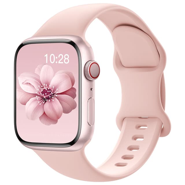 Yoohoo Kompatibel mit Apple Watch Armband 41mm 40mm 42mm 46mm 45mm 44mm 38mm 49mm,Weiches Silikon Sport Ersatz Armbänder Kompatibel mit iWatch SE Series 10 9 8 7 6 5 4 3 2 1 Ultra Herren Damen 1-Rosa Sand 38mm/40mm/41mm/42mm(Series 10)