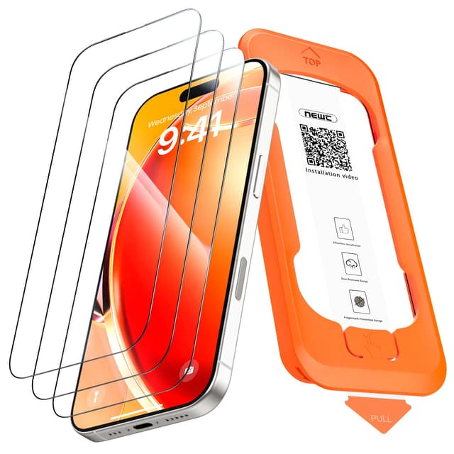 NEW'C 3 Stück Full Screen für iPhone 16 Pro für Panzerglas (6,3 Zoll), Schutzglas [Auto-Installation], Frei von Kratzern, 9H Härte, Displayschutzfolie, Ultrabeständig folie