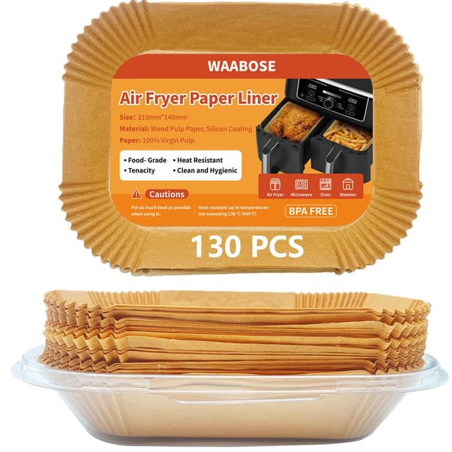 130 Stück Backpapier für Ninja Heißluftfritteuse Dual Zone, Airfryer Backpapier Kompatibel mit Ninja AF300EU/AF400EU/Stack XL SL400EU & Dual Zone Airfryer, Air Fryer Zubehör für COSORI 8.5L 130 Stück 20,5 * 14 Cm