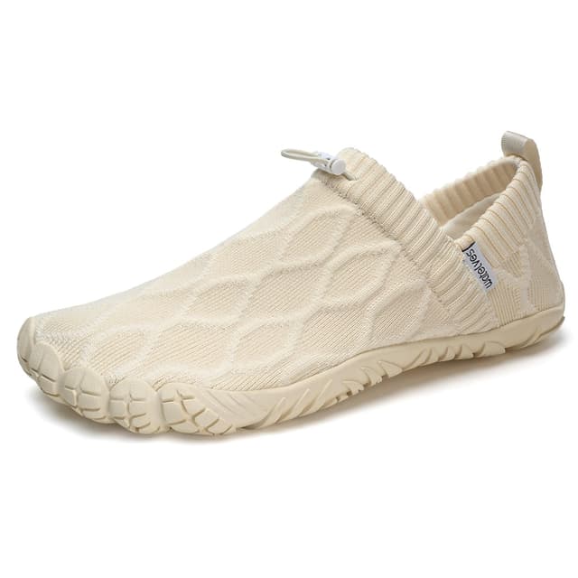 WateLves Unisex Barfußschuhe Leichte Indoor Hausschuhe Outdoor Zehenschuhe Traillaufschuhe Minimalistische Hellbeige 39 EU