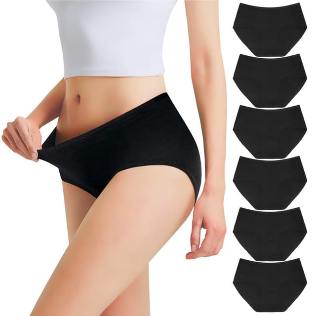 Falechay Unterhosen Damen Unterwäsche Slips Baumwolle Pantys Mittel Taille 6er Pack Sportunterhosen für Damen 3XL 6*schwarz