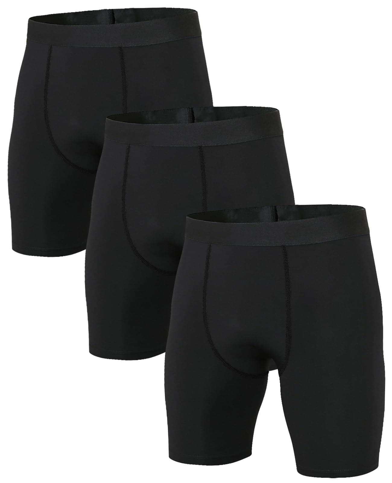 Niksa 1 oder 3 Pack Herren Kompressionsshorts,Schnelltrocknendes Baselayer Unterhose Tights Kurz hochwertig L Schwarz