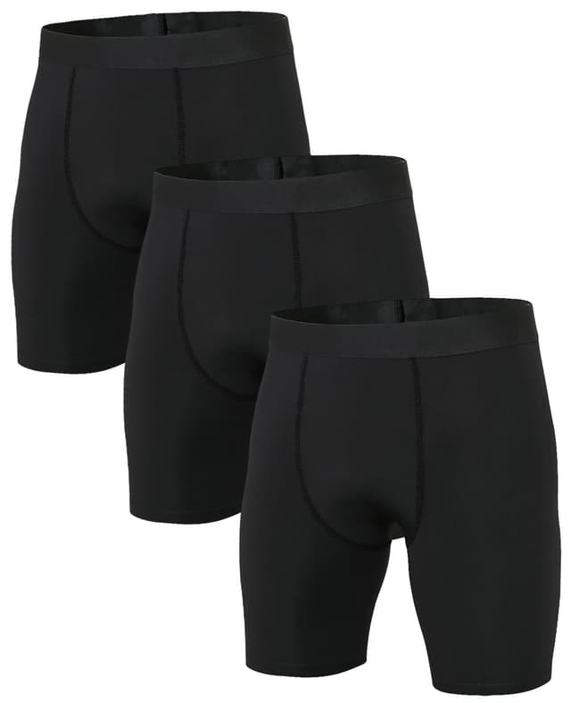 Niksa 1 oder 3 Pack Herren Kompressionsshorts,Schnelltrocknendes Baselayer Unterhose Tights Kurz hochwertig L Schwarz