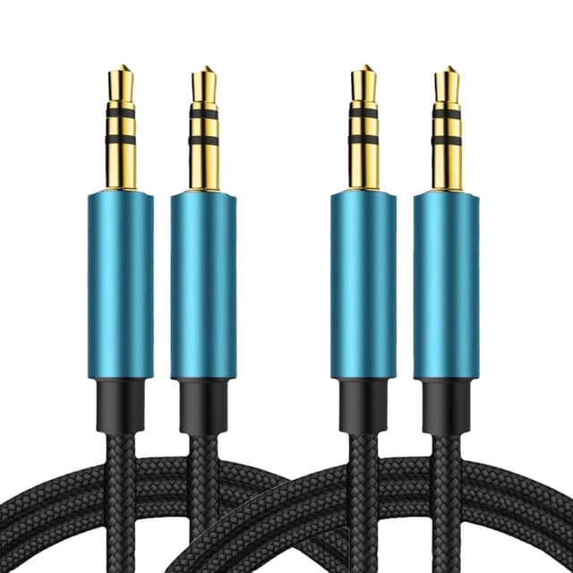 Leloco 3,5mm Klinkenstecker auf Klinkenstecker AUX-Kabel, 2 Stück – Stereo-Audiokabel mit Nylon-Geflecht (1,5m). Ideal für Auto-Radio, Kopfhörer, MP3-Player, Smartphone, PS4, PC & Lautsprecher usw