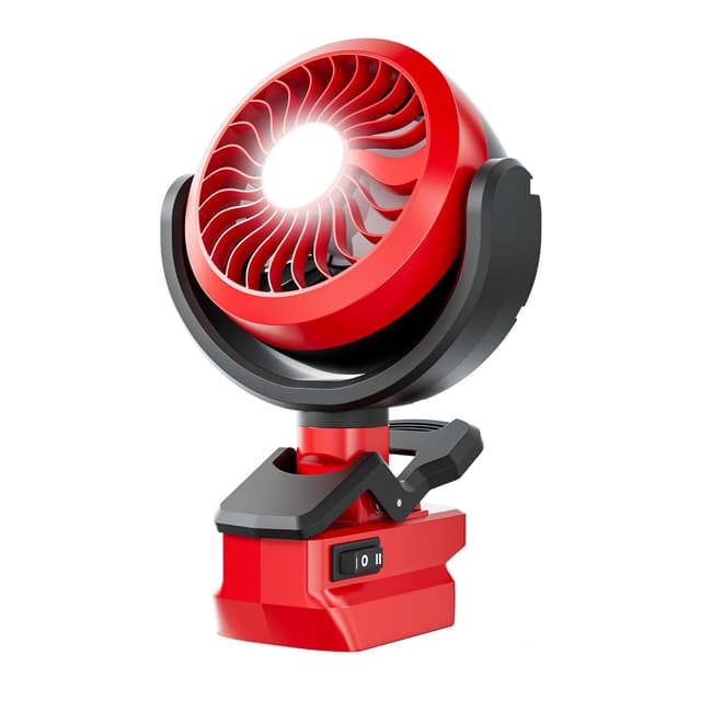 GGiking M18 Akku Clip-Ventilator für Milwaukee 18V Kabelloser Lüfter Ventilator 180°C schwenkbarer Kopf und 2 Geschwindigkeiten für Outdoor/Camping/Grillen usw (nur Werkzeug) Clip-on-Lüfter für M18-Akku