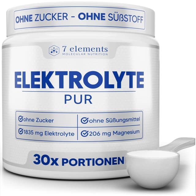 Elektrolyte PUR • 210g (30 Portionen) • Ohne Zucker & Süßungsmittel • KETO • Für Sport und gegen Kater • Ohne Zusätze und Aromen • isotonisches Elektrolytgetränk • inkl. Messlöffel 210 g