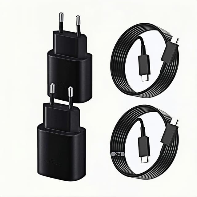 25W USB C Ladegerät 2er-Pack Schnellladegerät mit 2m Ladekabel, Super Fast Charger Schnellladekabel USB c,Netzteil Adapter für Phone 15/16,Samsung Galaxy S25S24/S23/S22/S21/A55/A54/A51 (Schwarz)