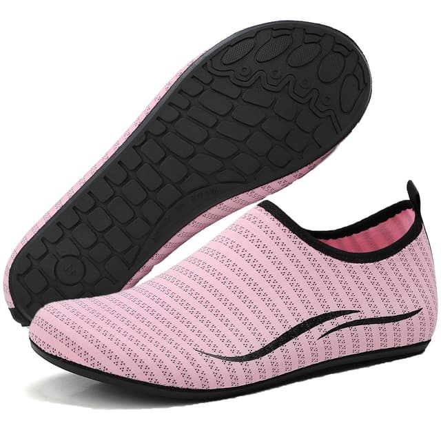 BARFULKER Unisex Badeschuhe Wasserschuhe Schnell Trocknend Schwimmschuhe Weich Leicht Strandschuhe Aquaschuhe mit rutschfest Sohle，Gr.34-47 38 EU A785 Rosa