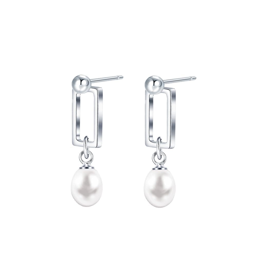 F.ZENI Perlen Ohrringe Damen 18Kt Weißgold plattiert Perlenohrringe 925 Sterling Silber Hängend Perlen Ohrschmuck Süßwasserperlen Ohrringe Schmuck für Frauen Mädchen mit Geschenkbox
