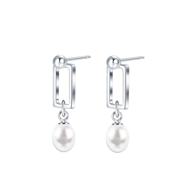 F.ZENI Perlen Ohrringe Damen 18Kt Weißgold plattiert Perlenohrringe 925 Sterling Silber Hängend Perlen Ohrschmuck Süßwasserperlen Ohrringe Schmuck für Frauen Mädchen mit Geschenkbox