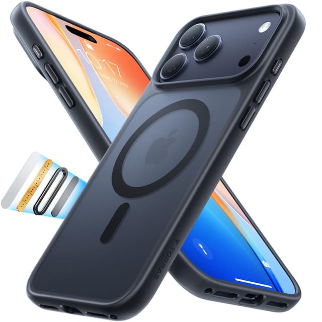 TORRAS Guardian-Mag für iPhone 17 Pro Hülle für MagSafe (Zertifizierte Militärschutz und Magnetkraft) Handyhülle iPhone 17 Pro Case Extrem Haltbarkeit Hülle Stoßfest Kratzfest Cover, Matt Schwarz Schwarz 17 Pro
