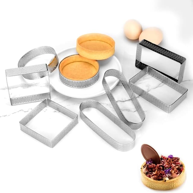 Guowall Perforierte Tortenringe, Törtchen Formen zum Backen, Kuchenring aus Edelstah (8 Stücke)