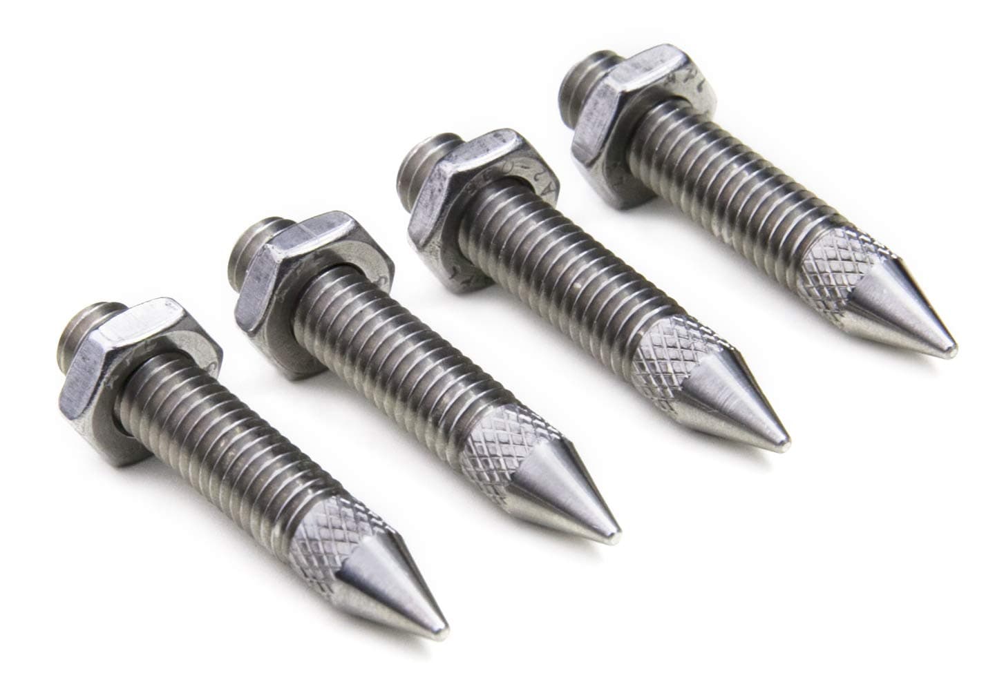 PrecisionGeek – Lautsprecherspikes mit gerändeltem Rand, massivem Edelstahl-M6-Gewinde, Sicherungsmuttern im Lieferumfang enthalten für HiFi-Lautsprecher, Ständer, Soundbars – 4er-Set